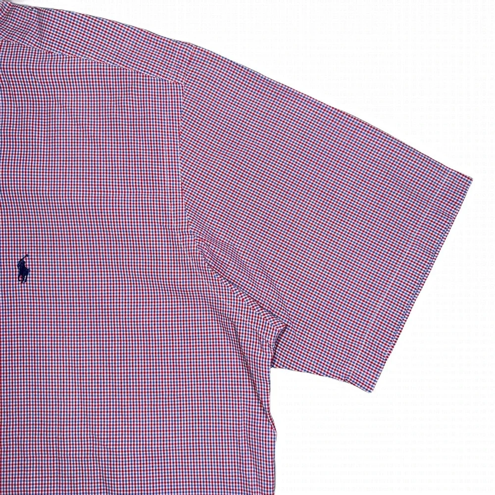 Ralph Lauren Blake Shirt Mens L Red Blue Gingham Check Short Sleeve‎ Button Down